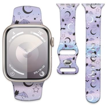 Imagem de Pulseira de relógio compatível com Apple Watch de 38 mm, 40 mm, 41 mm e 42 mm, pulseira de substituição com fecho clássico para Apple Watch Series SE 10, 9, 8, 7, 6 5 e Utral (roxa)