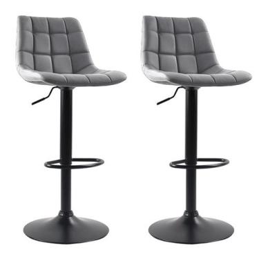 Imagem de Conjunto com 2 Banquetas Giratórias Kinney Cinza - Mobly