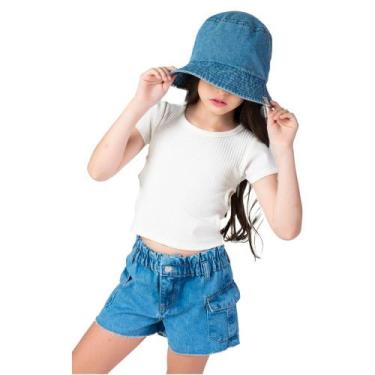 Imagem de Shorts Jeans Cargo Menina Mania Kids com Bolsos Laterais, 12