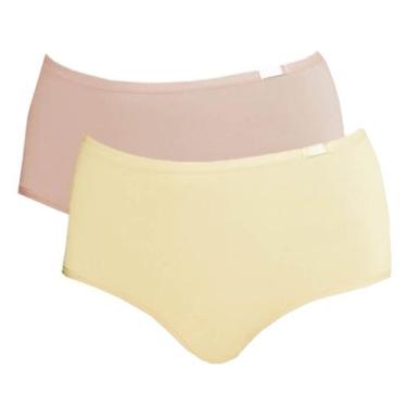 Imagem de Kit 2 Calcinhas Sloggi Maxi 24545 Poliamida Modelagem Alta, Papiro, Mi