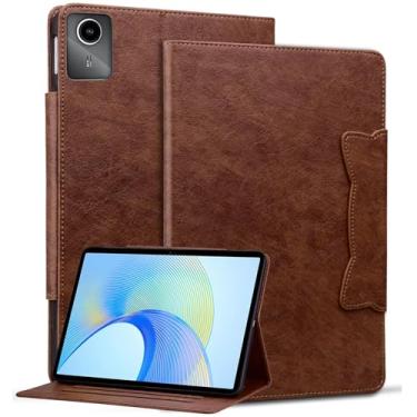 Imagem de YBFJCE Capa fólio para Lenovo Tab M11 11 polegadas 2024, capa inteligente de couro PU premium com compartimentos para cartões, Lenovo Tab M11 11 polegadas 2024 TB330FU capa, marrom