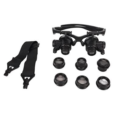 Imagem de Assista Reparação Lupa com Luz LED Mãos Livres Lupa Headband Viseira Lentes Intercambiáveis 10x 15x 20x 25x para Fechar Trabalho Jóias Artesanato Leitura Plástico ABS