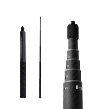 Imagem de Jakoly Bastão de selfie invisível de fibra de carbono de 1,15 m para Insta360 X5/X4/X3/ONE RS/ONE X, poste telescópico de bloqueio interno, monopé ajustável de 1/10.2 cm estendido para GoPro e
