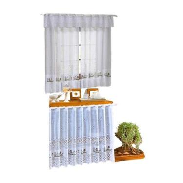 Imagem de Kit Cortinas de Renda Para Janela e Pia da Cozinha Corujinha - Renda C