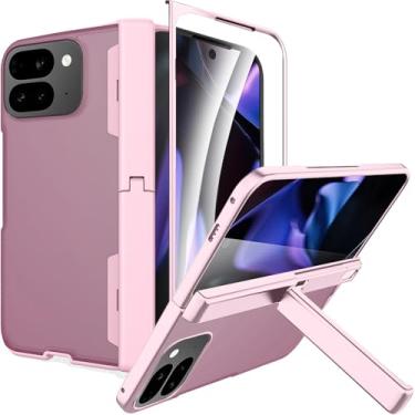 Imagem de NINKI Capa dobrável para Google Pixel 10 Pro com suporte magnético e protetor de tela, capa protetora de dobradiça fosca translúcida transparente à prova de choque para Pixel 10 Pro Fold com suporte
