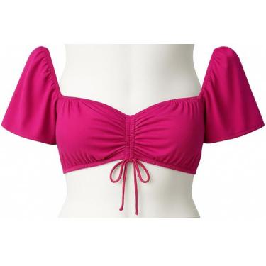 Imagem de top ciganinha com bojo removível - Nascer do sol, Rosa, PP