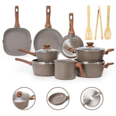 Imagem de Jogo de Panelas Completo 11 Peças Revestimento Cerâmico Premium Induçã