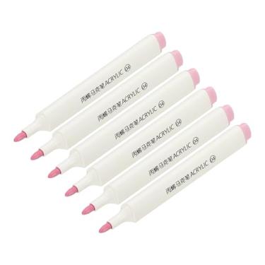 Imagem de PATIKIL Canetas marcadoras de tinta acrílica, 6 peças, ponta ousada, à prova d'água, à base de água, para pintura rochosa, madeira, artesanato, vidro, cerâmica, tela, rosa