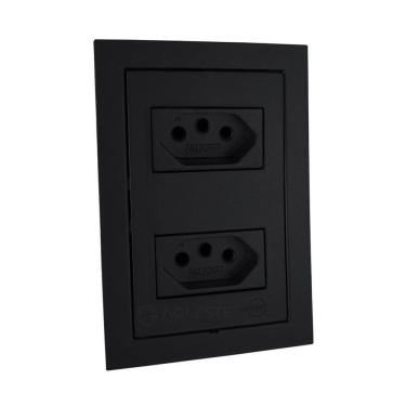 Imagem de Cj Tomada Dupla 10A 4X2 - Dicompel Ekron Preto