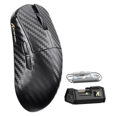 Imagem de ATTACK SHARK R11 Ultra Mouse gamer sem fio 8K de fibra de carbono com sensor PAW3950 MAX de 42.000 DPI,49 g,leve,chip MCU nórdico 52840,programável com fio/BT/2,4 GHz,cabo RGB espiral(Black Wave)