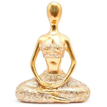 Imagem de Bailarina Decorativa Enfeite Escultura Menina Elegante Luxo Objeto Decorativo Estatueta Sala Estar Quarto (Yoga Dourado MC)