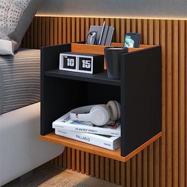 Imagem de Mesa de Cabeceira Suspensa Madri - JM3 Moveis (Preto/Cinamomo)