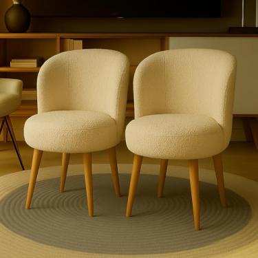 Imagem de Kit 2 Cadeiras de Jantar Orgânicas – Design Natural e Confortável para Sala de Jantar e Cozinha (bouclê bege)