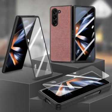 Imagem de Capa de proteção completa para Samsung Galaxy Z Fold 5 Fold4 Fold5 Fold 4 Filme de vidro Temepred, marrom, para Samsung Z Fold 4