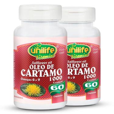 Imagem de Kit 2 Óleo De Cartamo 1200Mg Com 60cáps Unilife