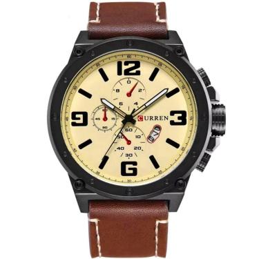 Imagem de Relógio Masculino De Quartzo Mostrador Militar À Prova Da Água Design Esportivo Bege