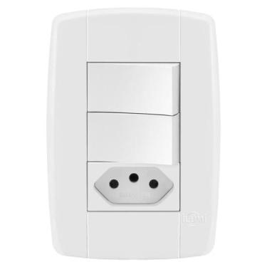 Imagem de Conjunto 2 Interruptores Simples + 1 Tomada 10A - Ilumi Lev