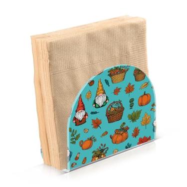 Imagem de ATTX Porta-guardanapos de acrílico de ação de graças com design de abóboras girassóis e gnomos - organizador de mesa decorativo para cozinha, restaurante, decoração de férias de casa #404