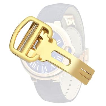 Imagem de hengfento2 Fecho de relógio de substituição para Cartier Roadster Ronde Solo Calibre Pulseira de Aço Inoxidável (Ouro, 18 mm)