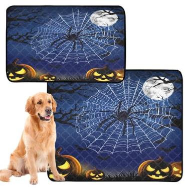 Imagem de CEBUGI Almofadas de xixi laváveis para cães, pacote com 3, almofadas impermeáveis para filhotes de cachorro, antiderrapante, à prova de vazamento, para cama de cercadinho, elementos de Halloween