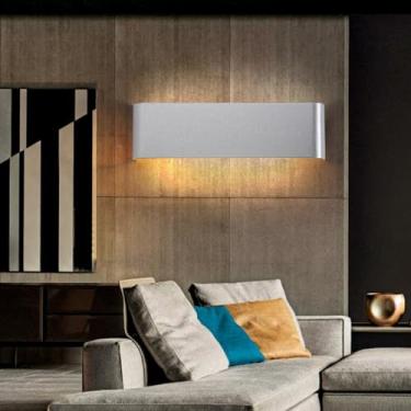 Imagem de GZZBMY Lâmpadas de Parede Interior LED Moderno Minimalista Longo Alumínio Metal Acrílico Arandela Up Down Acrílico Iluminação de Parede para Sala de Estar Quarto Escada Corredor (Luz Quente Branca, 31