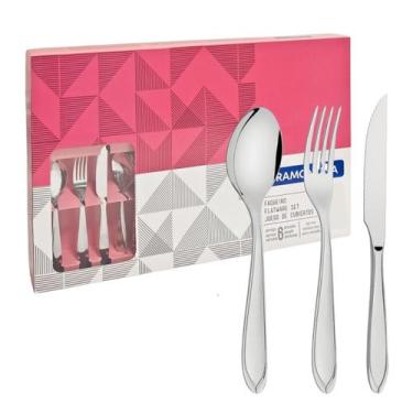 Imagem de Faqueiro Faca Churrasco Aço Inox Tramontina 100 Peças Alto Brilho Lagu