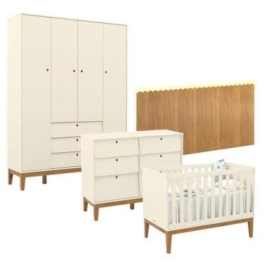 Imagem de Quarto de Bebê Unique 4 Portas com Cômoda 6 Gavetas e Painel Farm com 