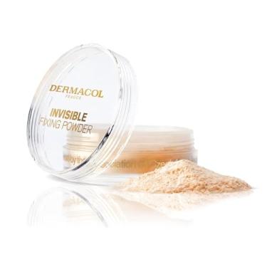 Imagem de Pó fixador translúcido Dermacol Invisible Fixing Powder, acabamento matte, à prova de toque, para pele oleosa e outros tipos de pele, pó solto com esponja aplicadora, sem perfume, 13,5 g – NATURAL