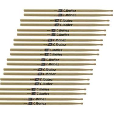 Imagem de Kit com 10 Baquetas C. Ibañez 903 Rock 5B/5A em Marfim com Máscara e C