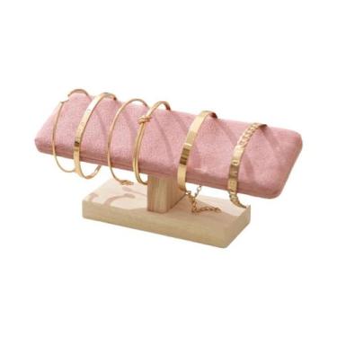 Imagem de Suporte Expositor De Joias Em Formato T De Madeira Para Pulseiras, Rel