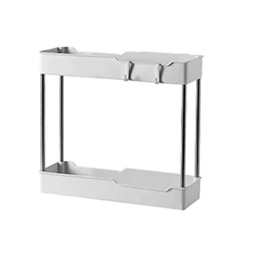 Imagem de Carrinho de armazenamento de carrinho de cozinha móvel branco, organizador de prateleira utilitário fino de 2/3/4 camadas sobre rodas, rack deslizante multiuso para uso doméstico e cozinha