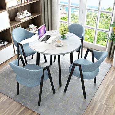 Imagem de Mesa redonda de recepção mesa de conferência mesa de recepção e cadeiras escritório negociação mesa e cadeira combinação com 1 mesa e 4 cadeiras para sala de estar e cozinha sala de jantar.