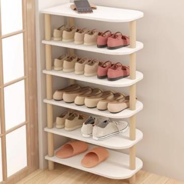 Imagem de Organizador de armário de sapatos de madeira para entrada - Rack de armazenamento de sapatos oculto para foyer, corredor, quarto - Sapateira compacta e estável para corredor - Organizadores de sapatos