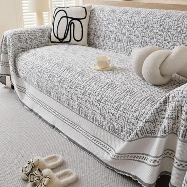 Imagem de Capa de sofá antiderrapante, cobertor de lençol de sofá, protetor de decoração de móveis, adequado para peles, capas laváveis na máquina para uso diário, decoração de sala de estar - cinza escuro|||