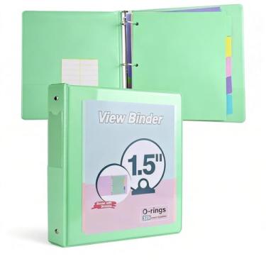 Imagem de Fichário de 3 anéis de 3,8 cm, organizador de fichário fofo com 5 divisórias para 175 folhas de papel de 8,5 x 11, capa transparente personalizável com bolsos internos, fichários de três anéis