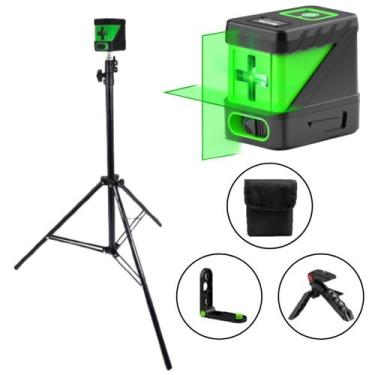 Imagem de Nível Laser 2 Linhas Verde Tripé 2,1m Suporte Esquadro Prumo - Hilda
