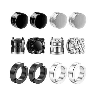 Imagem de Conjunto De Brincos Magnéticos De Aço Inoxidável Com Zircônia Para Hom