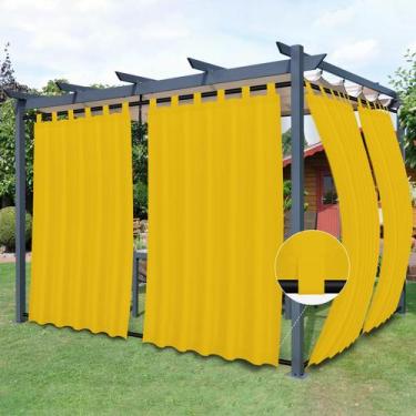 Imagem de Cortinas para Exterior Easy-Going 137x274 cm a Prueba de Viento Amaril