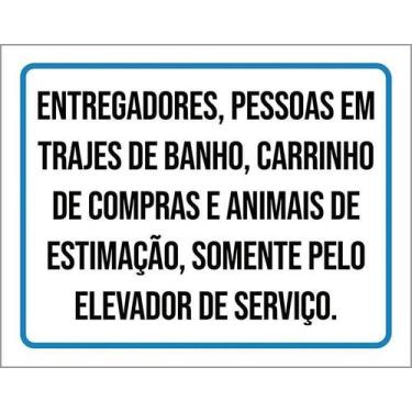 Imagem de Kit 5 Placa Acm Trajes Banho Somente Elevador Serviço 18X23 - Sinalizo