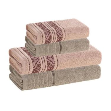 Imagem de Jogo de Toalhas de Banho Karsten Percal de Algodão 4 Peças, Rosê/Lunar