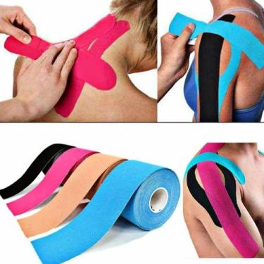 Imagem de Fita Kinésio Bandagem Elástica Esportiva Muscular Fisioterapia 5 Metro