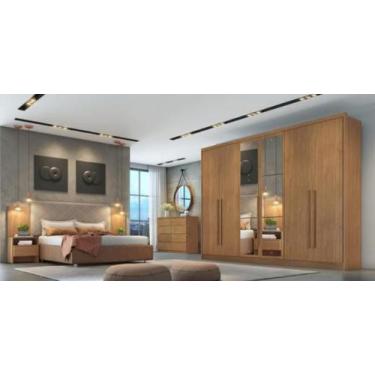 Imagem de Guarda Roupa Casal 6 Portas 8 Gavetas Com Espelho Robust Cumaru - Móve