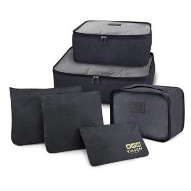 Imagem de Organizador De Malas De 6 Peças Estampa Lisa Jacki Design Preto
