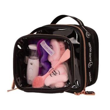 Imagem de Necessaire Feminina em Vinil Transparente Preta Klass Vough