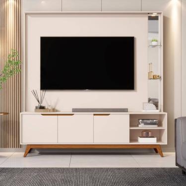 Imagem de Estante Home para TV ate 75 Polegadas 3 Portas com Pes de Madeira Em MDF Tucuma JB Moveis