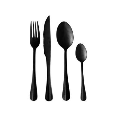 Imagem de Faqueiro 24 peças aço inox positano preto 7851 - Lyor, Preto, 24