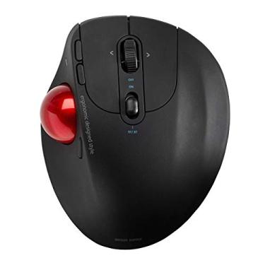 Imagem de SANWA Mouse ergonômico Trackball de modo duplo (Bluetooth 5.0 + 2.4G sem fio), mouse rollerball óptico, botões programáveis, DPI ajustável, 5 botões, compatível com MacBook, Windows, macOS, Android