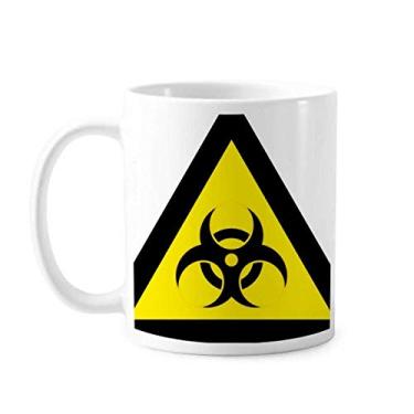 Imagem de Símbolo de aviso amarelo preto infecção caneca triângulo cerâmica xícara de café porcelana louça
