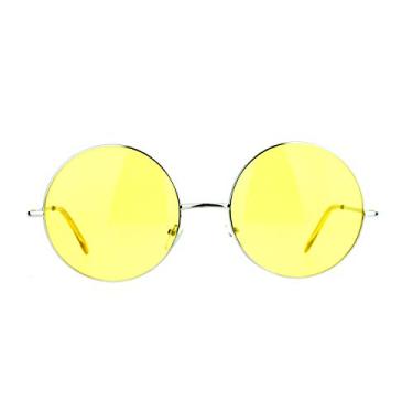 Imagem de Óculos de sol Hippie retrô gradiente gradiente grande círculo lentes redondas de lenço, Bright Yellow, One Size