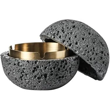 Imagem de Cinzeiros Cinzeiro Grande Com Tampa Cinzeiros Engraçados Para Pátio, Casa, Escritório, Jardim, Bar,Cinza Escuro,pequeno,Pleasant63